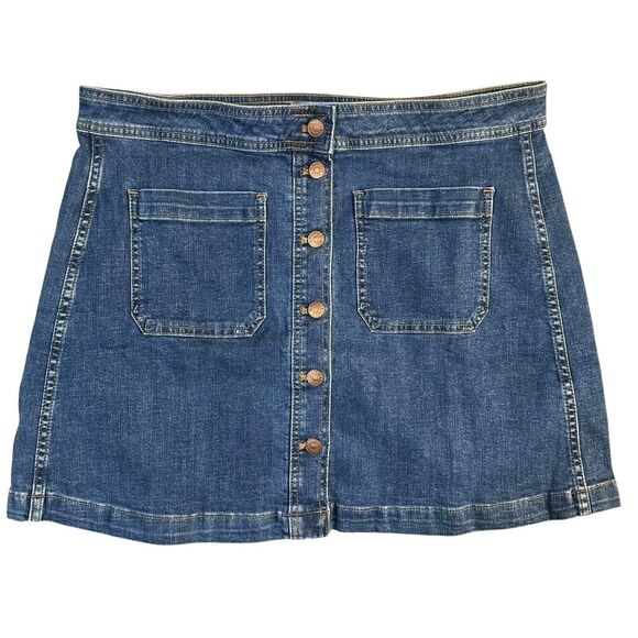 Madewell Denim Skirt Womens Size 14 Blue Jean Button Front A-Line Stretch NEW - Picture 3 of 12
